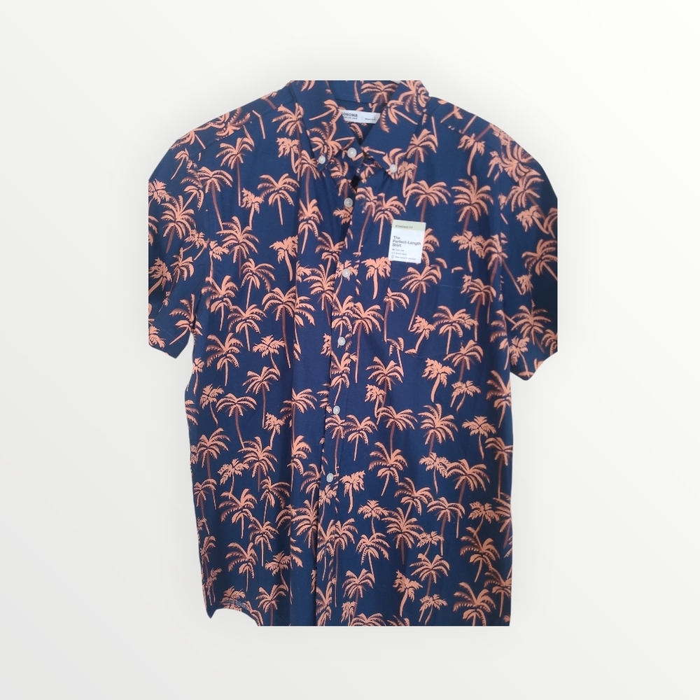 Sonoma Navy and Orange Palm Tree Shirt